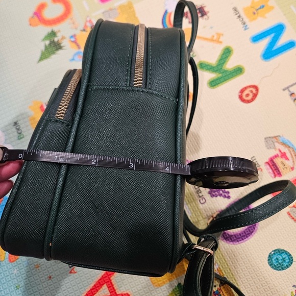 Green Faux Leather Mini Compact Backpack with Bow - Picture 7 of 7